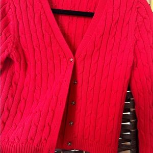 Red Cable Knit Women's Sweater